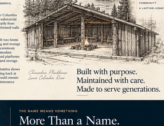 Architectural sketch of a traditional Northwest plankhouse