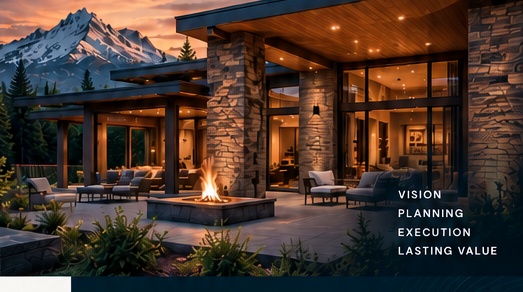 Modern Oregon home at sunset
